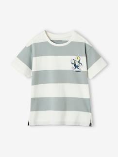 camisetas-Camiseta deportiva mascota y rayas anchas para niño