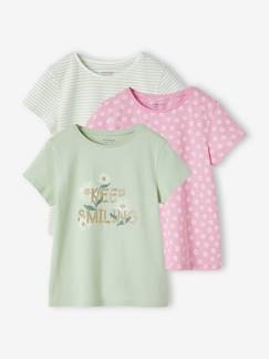 Pack de 3 camisetas surtidas con detalles irisados, para niña