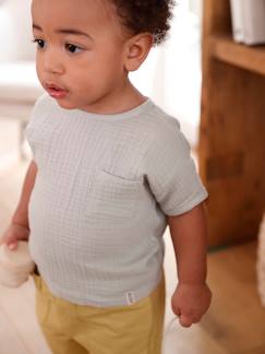 camisetas-Camiseta de manga corta dos tejidos para bebé