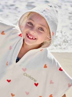 Textil Hogar y Decoración-Poncho de baño infantil personalizable CORAZONES con algodón reciclado