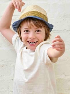 Niño-Sombrero estilo panamá tricolor aspecto paja para niño