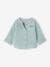 Camisa cuello mao de gasa de algodón, personalizable, para bebé azul grisáceo+caramelo+VERDE OSCURO LISO 