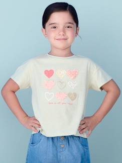 Niña-Camisetas-Camiseta con motivo con flecos y detalles irisados para niña