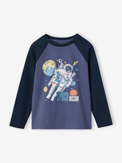 Camiseta con motivo gráfico y mangas raglán a color, para niño