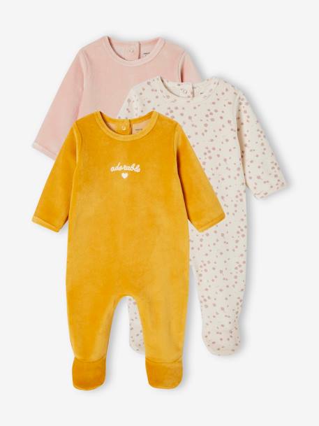 OEKO-TEX®-Bebé-Pack de 3 pijamas para bebé de terciopelo BASICS