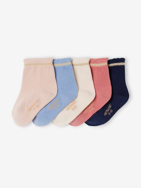 Bebé-Pack de 5 pares de calcetines con detalles brillantes para bebé niña BASICS