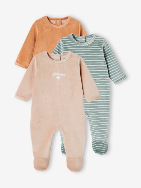 Bebé-Pijamas-Pack de 3 pijamas para bebé de terciopelo BASICS