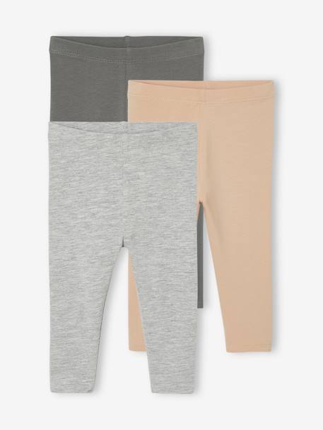 Bebé-Pack 3 leggings lisos Basics para bebé