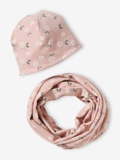 Niña-Accesorios-Conjunto con estampado de flores para niña: gorro + snood