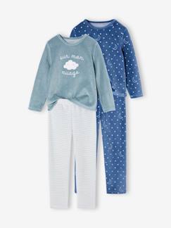 Niña-Pijamas-Pack de 2 pijamas "en mi nube" de terciopelo para niña