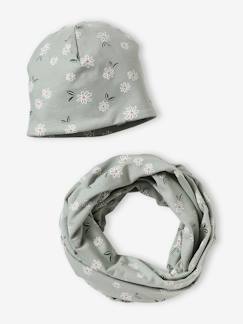 Niña-Accesorios-Conjunto con estampado de flores para niña: gorro + snood