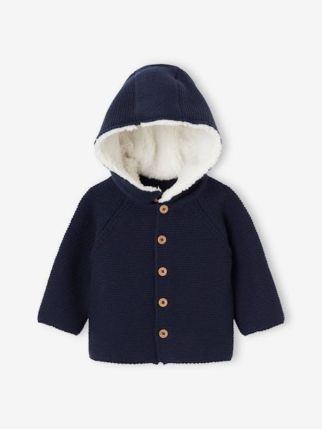 Bebé-Sudaderas, jerséis y chaquetas de punto-Cárdigan con capucha desmontable y forro sherpa para bebé