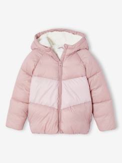 Chaqueta acolchada con capucha colorblock para niña