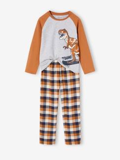 Pijama dinosaurio a cuadros de franela para niño