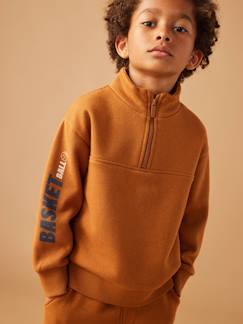 Niño-Jerséis, chaquetas de punto, sudaderas-Sudaderas-Sudadera cuello alto deportiva con motivo baloncesto en la manga niño