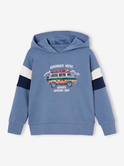 Sudadera con capucha motivo gráfico y con mangas colorblock para niño