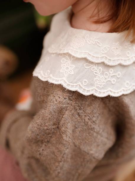 Bebé-Sudaderas, jerséis y chaquetas de punto-Jersey con cuello bordado de punto fantasía para bebé niña