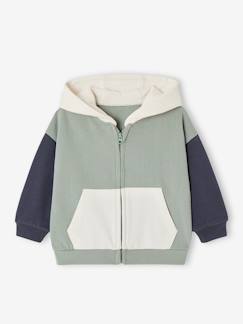 -Sudadera con capucha y cremallera colorblock de felpa para bebé