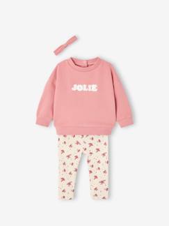 -Conjunto sudadera + leggings + cinta para el pelo personalizable para bebé niña