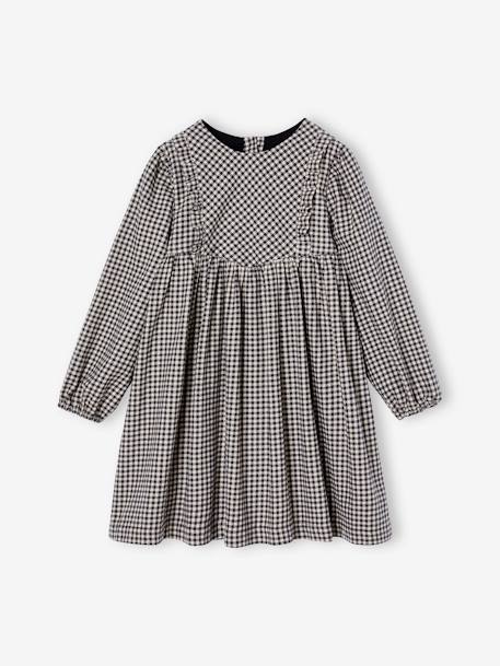 Vestido a cuadros vichy con volantes para niña cuadros gris 