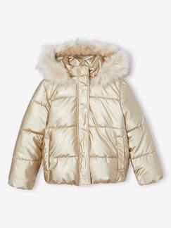 Chaqueta acolchada con capucha y forro de punto polar para niña