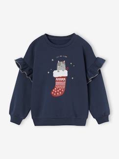 Niña-Jerséis, chaquetas de punto, sudaderas-Sudadera con volantes motivo gato fantasía niña