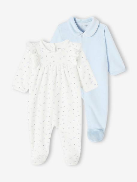 Bebé-Pijamas-Pack de 2 pijamas de terciopelo para bebé niña