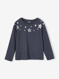 Niña-Camisetas-Camiseta navideña con estrellas brillantes para niña