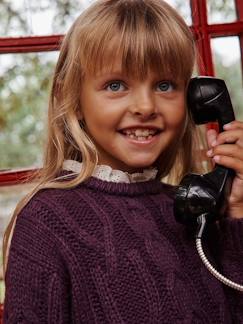 Niña-Jerséis, chaquetas de punto, sudaderas-Jersey trenzado con cuello de bordado inglés para niña