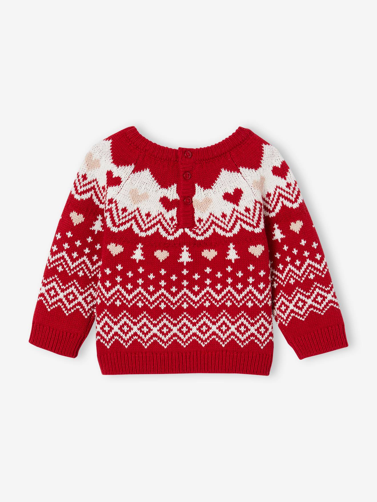 Jersey de punto jacquard navideño bebé niña rojo Vertbaudet