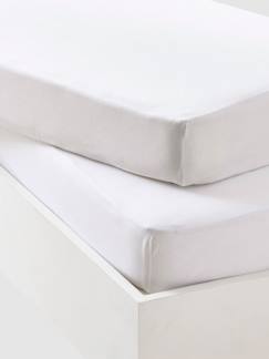Líneas de Mobiliario-Lote de 2 sábanas bajeras de punto liso blanco bebé