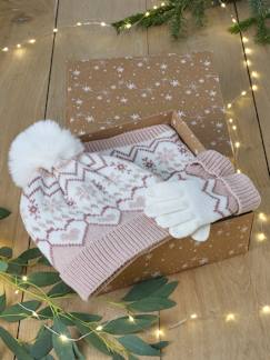 -Caja regalo de Navidad Jacquard niña conjunto gorro + snood + guantes