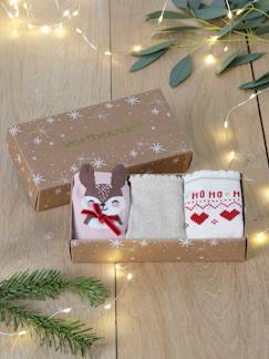 Niña-Ropa interior-Caja regalo de Navidad pack de 3 pares de calcetines