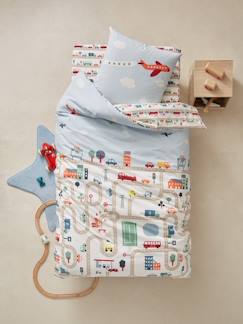 Ideas de Decoración-Conjunto de funda nórdica + funda de almohada infantil AUTO-CITY