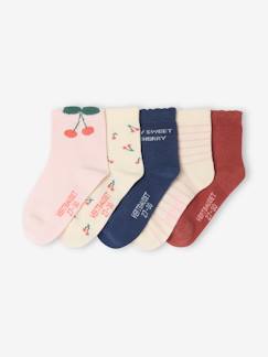 Niña-Ropa interior-Pack de 5 pares de calcetines medianos con cerezas para niña