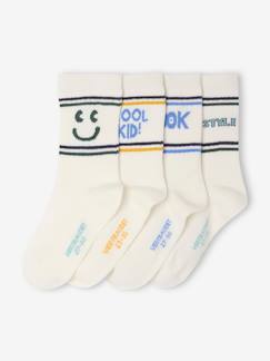 Niño-Ropa interior-Pack de 4 pares de calcetines deportivos de canalé para niño