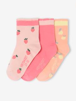 Niña-Ropa interior-Pack de 3 pares de calcetines medianos de frutas para niña