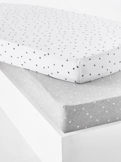 Textil Hogar y Decoración-Ropa de cuna-Lote de 2 sábanas bajeras para bebé de punto elástico estampado estrellas