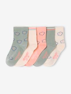 Niña-Ropa interior-Pack de 5 pares de calcetines medianos con flores para niña