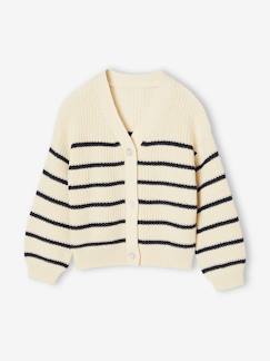 Niña-Jerséis, chaquetas de punto, sudaderas-Chaqueta de canalé perlado para niña
