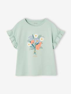 Niña-Camisetas-Camiseta con motivo irisado y manga corta con volantes para niña