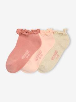 Niña-Ropa interior-Pack de 3 pares de calcetines cortos con volantes para niña