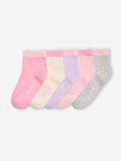 Niña-Pack de 5 pares de calcetines medianos bicolor para niña