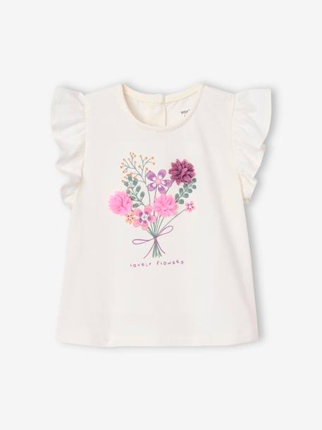 Bebé-Camisetas-Camiseta con flores en relieve para bebé