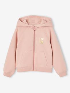 Niña-Jerséis, chaquetas de punto, sudaderas-Sudadera con cremallera y capucha deportiva para niña