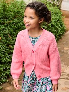 Niña-Jerséis, chaquetas de punto, sudaderas-Chaqueta de canalé perlado para niña