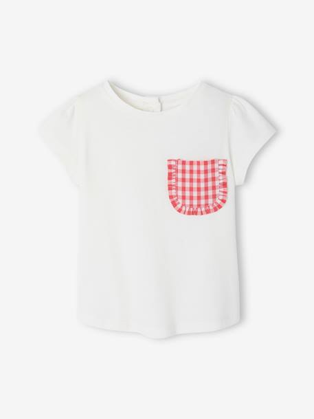 Bebé-Camisetas-Camisetas-Camiseta con bolsillo fantasía vichy para bebé