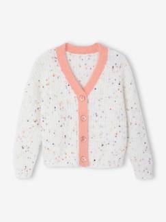 Niña-Jerséis, chaquetas de punto, sudaderas-Chaqueta cuello de pico y punto fantasía para niña