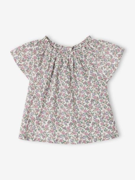 Bebé-Camisetas-Camisetas-Blusa estampada con flores para recién nacida
