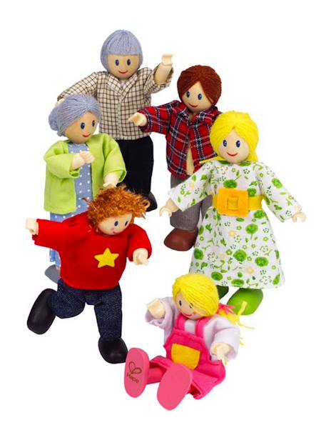 Familia de 6 muñecos de madera Hape multicolor 